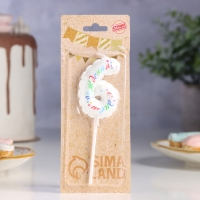 Свеча в торт "Воздушная", цифра 6, 5,5 см, белая Свеча в торт "Воздушная", цифра 6, 5,5 см, белая