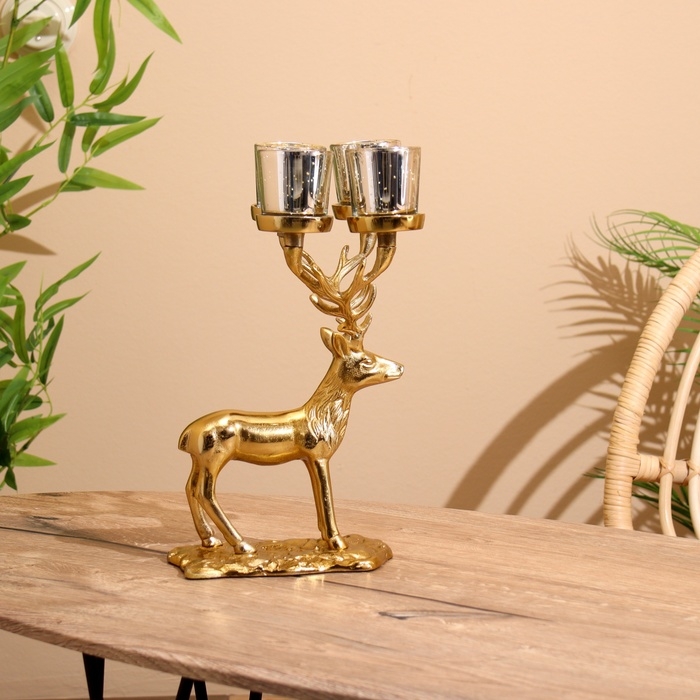 Подсвечник на 4 свечи Подсвечник на 4 свечи "Олень" алюминий 18х20х35 см