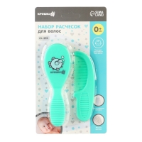 Расчёска детская + массажная щётка для волос, от 0 мес., цвет зелёный, рисунок МИКС Расчёска детская + массажная щётка для волос, от 0 мес., цвет зелёный, рисунок МИКС