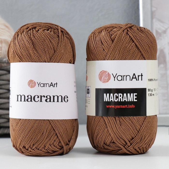 Пряжа Пряжа "Macrame Макраме" 100% полиэстер 130м/90гр (151 коричневый)