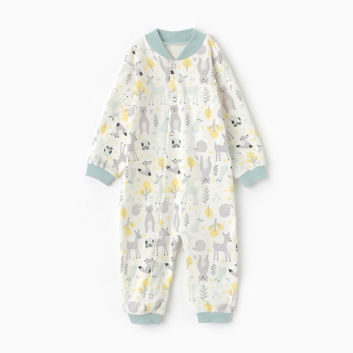 Комбинезон детский, цвет молочный/звери, рост 74 см