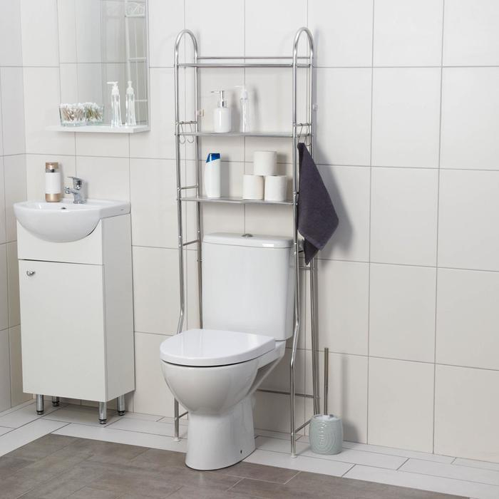 Стеллаж над унитазом, 3 яруса, 48&times;25&times;155 см, цвет хромированный