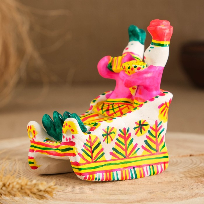 Филимоновская игрушка &laquo;Парочка на санях&raquo;