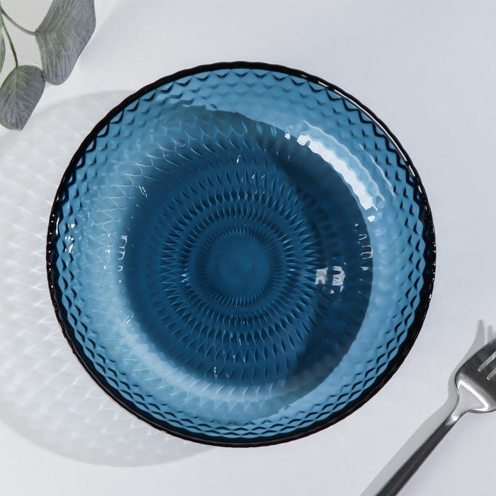 Тарелка глубокая стеклянная &laquo;Идиллия&raquo;, 850 мл, d=18 см, цвет лондон топаз