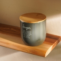 Банка для сахара SL Home, 12×12 см, цвет серый, с бамбуковой крышкой Банка для сахара SL Home, 12×12 см, цвет серый, с бамбуковой крышкой
