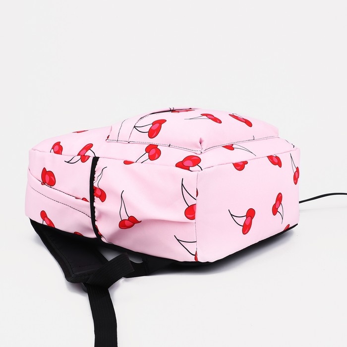 Рюкзак школьный из текстиля на молнии, наружный карман, цвет розовый