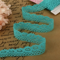 Кружево вязаное, 25 мм &times; 2,7 &plusmn; 0,5 м, цвет бирюзовый