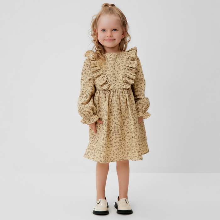 Платье для девочки MINAKU: Cotton collection цвет бежевый, рост 98 см Платье для девочки MINAKU: Cotton collection цвет бежевый, рост 98 см