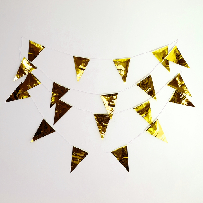 Гирлянда &laquo;Флажки&raquo;, 20 флажков, 10 метров, цвет золотой
