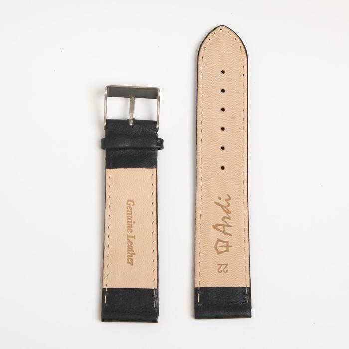 Ремешок для часов, мужской, 22 мм, запряжник 80 мм, горт 120 мм, натуральная кожа, чёрный Ремешок для часов, мужской, 22 мм, запряжник 80 мм, горт 120 мм, натуральная кожа, чёрный