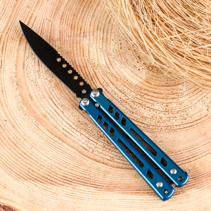 Нож-бабочка Нож-бабочка "Крыло" 16,5см, клинок 73мм/1,5мм, синий