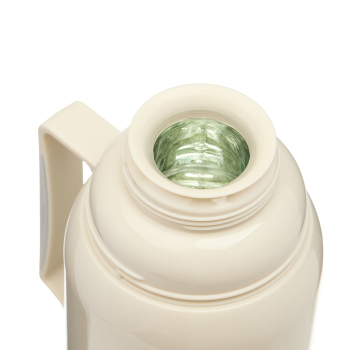 Термос 1 л, со стеклянной колбой, сохраняет тепло 12 ч, с кружкой, бежевый