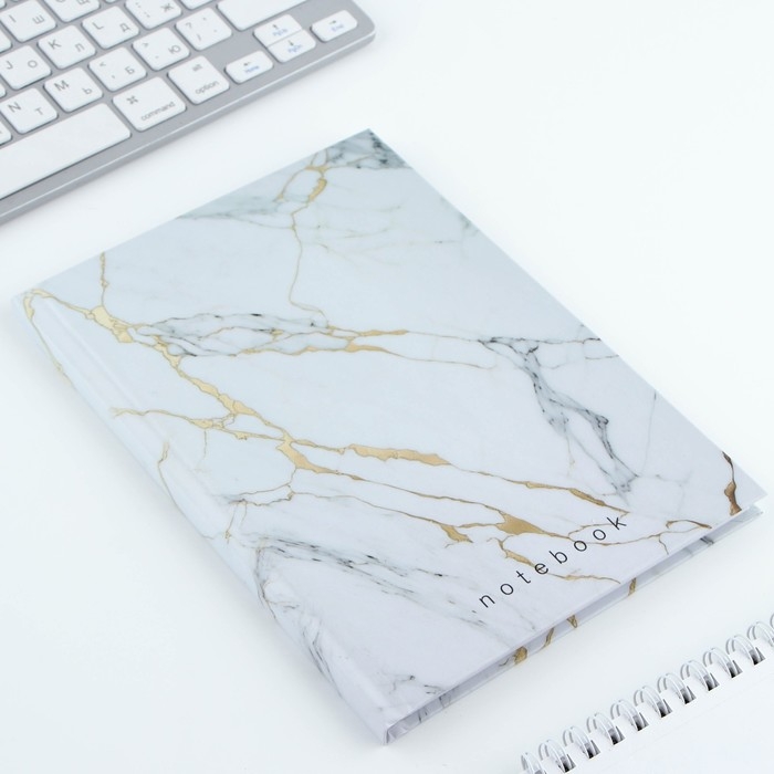 Ежедневник в твердой обложке А5, 80 листов "Белый мрамор"