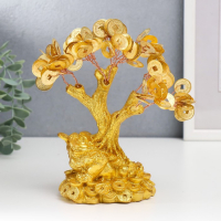 Бонсай денежное дерево "Золотая жаба на монетах" 90 монет 18,5х18х9,5 см Бонсай денежное дерево "Золотая жаба на монетах" 90 монет 18,5х18х9,5 см