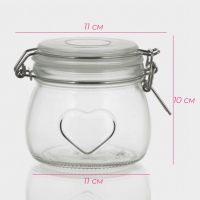 Банка стеклянная для хранения сыпучих продуктов Доляна &laquo;Сердце&raquo;, 580 мл, 10,5&times;10 см, с бугельным замком