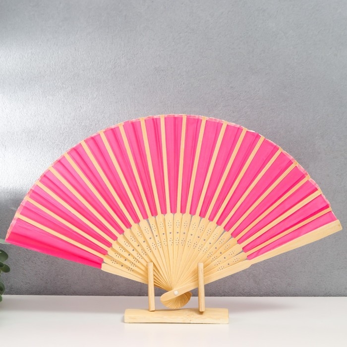 Веер бамбук, текстиль h=22 см Веер бамбук, текстиль h=22 см "Моноцвет" в коробке, фуксия