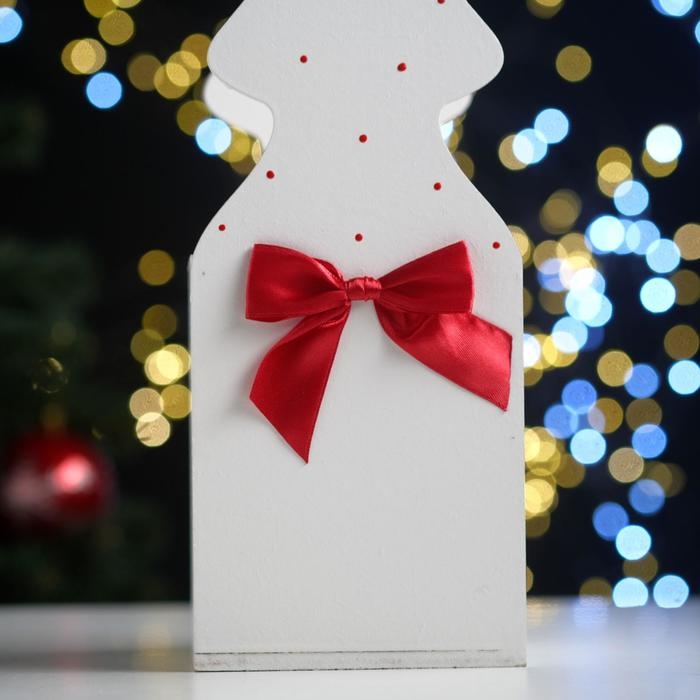 Ящик подарочный "Ёлка" (12*12*42) Дерево, МДФ 6 мм, окрашен., оформл., Белый-красный