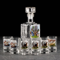Набор питьевой &laquo;Охота-рыбалка&raquo;, 7 предметов: графин 500 мл, стопка 50 мл, 6 шт, в чемоданчике