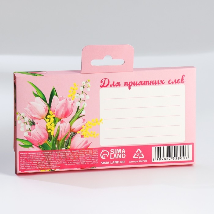 Подарочный набор в чемоданчике: заколка и блок листов &laquo; 8 марта&raquo;