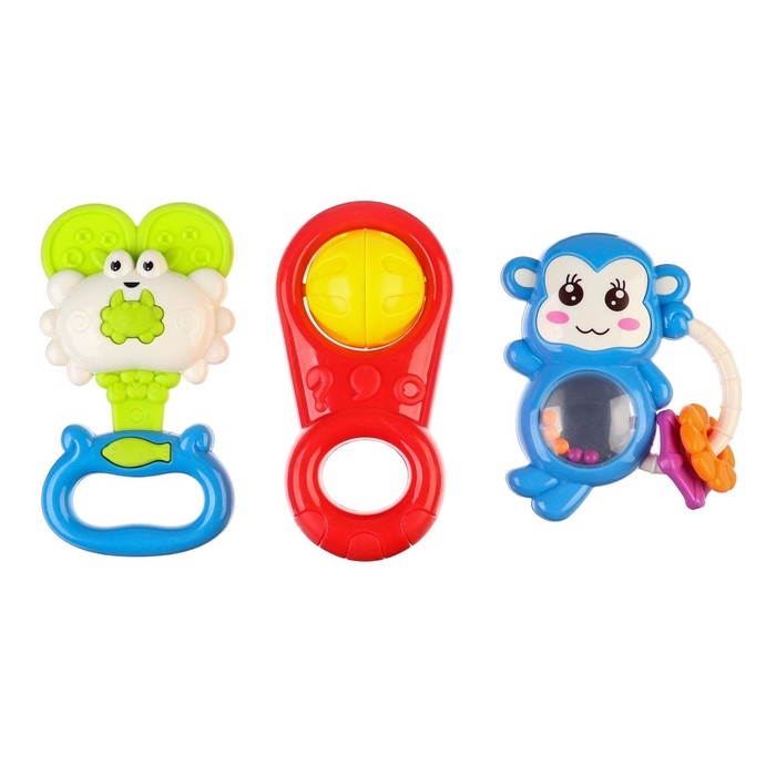 Набор погремушек «Радость малыша», с эластичными деталями, 3 шт, цвет МИКС, Крошка Я Набор погремушек «Радость малыша», с эластичными деталями, 3 шт, цвет МИКС, Крошка Я