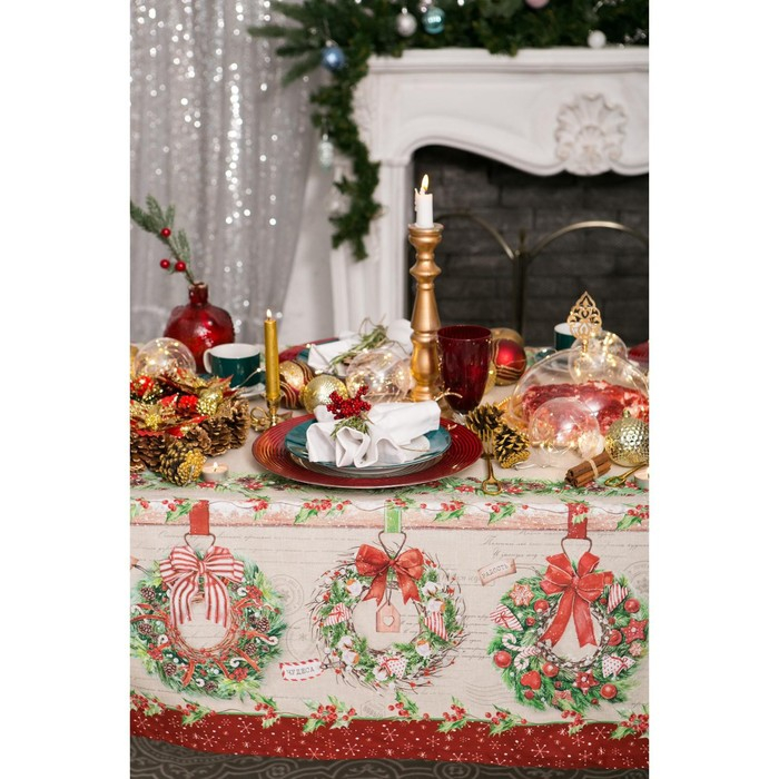Скатерть новогодняя Этель &laquo;Новогоднее настроение&raquo; 147х220 см,100% хлопок,саржа 190гр/м2 с ГМВО