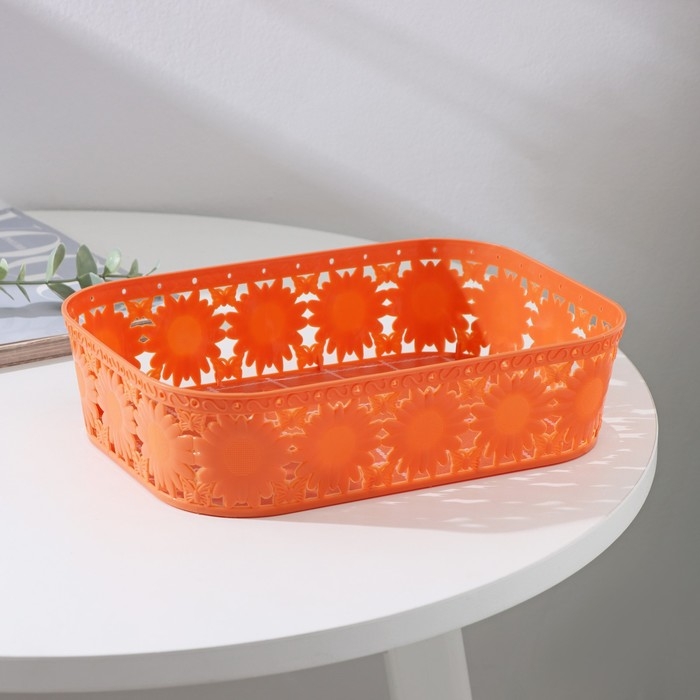 Корзина для хранения Доляна &laquo;Подсолнухи&raquo;, пластик, 24&times;17&times;6 см, цвет МИКС