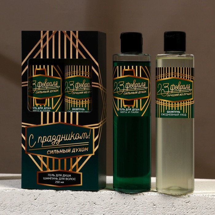 Подарочный набор косметики «С праздником!», гель для душа 250 мл и шампунь для волос 250 мл, HARD LINE Подарочный набор косметики «С праздником!», гель для душа 250 мл и шампунь для волос 250 мл, HARD LINE