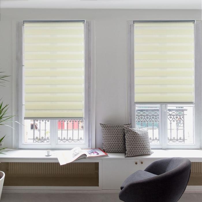 Штора рулонная &laquo;День-ночь. Волна&raquo;, 60&times;180 см (с учётом креплений 3,5 см), цвет бежевый