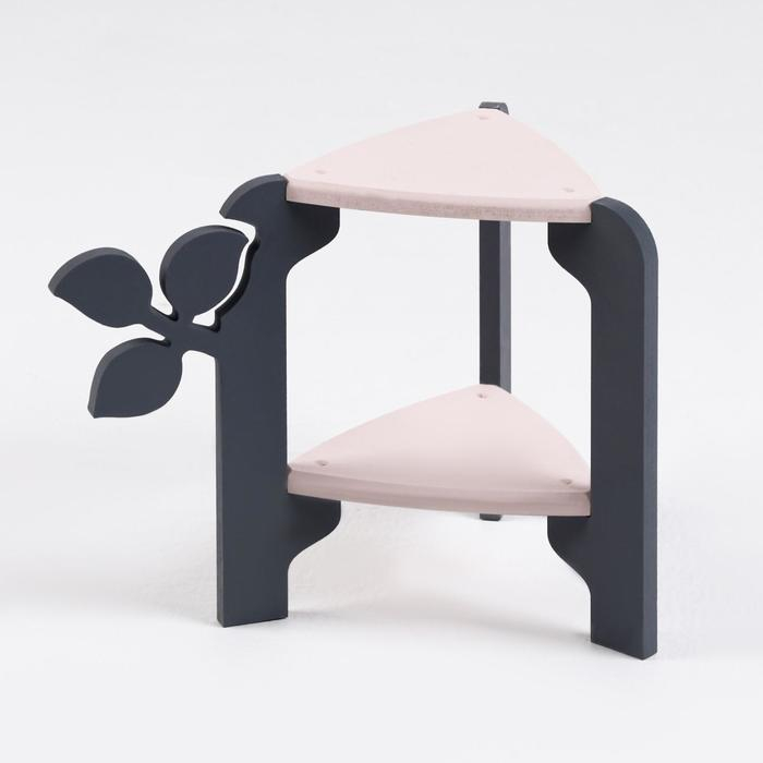 Стойка-полка для цветов двухъярусная Стойка-полка для цветов двухъярусная "Флора" 21х27х25 см, Серо-розовый