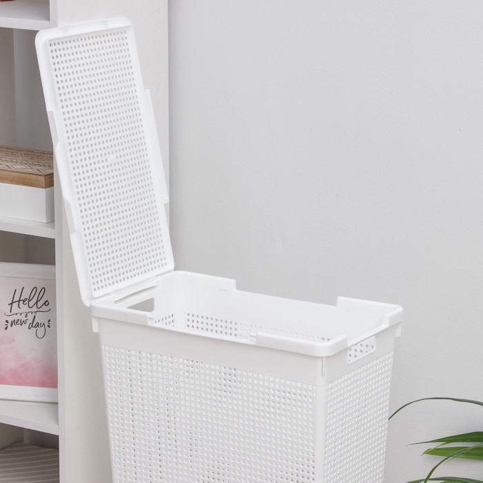 Корзина бельевая с крышкой &laquo;Лофт&raquo;, 50 л, белая