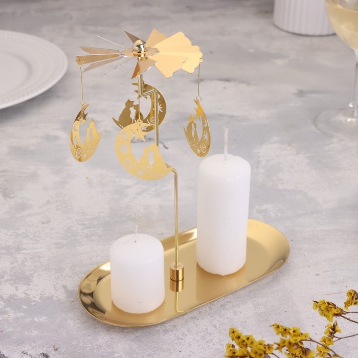 Подсвечник Подсвечник "Карусель с месяцами", золотая, металл, 8,5 х 18 см