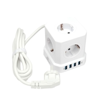 Сетевой фильтр Cablexpert Tower TWR-5-U4-W-2, 5р, 10А, 4хUSB, 3.1А, 2м, ур.защиты 4+, белый, 1030905