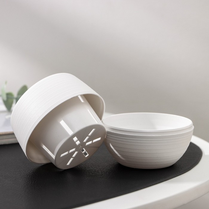 Горшок для цветов с поддоном &laquo;Япония&raquo;, 125 мл, d=8 см, h=6,5 см, цвет белый