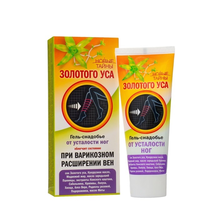 Гель-снадобье Гель-снадобье "Новые тайны Золотого уса", при тяжести в ногах и варикозном расширении вен, 75 мл