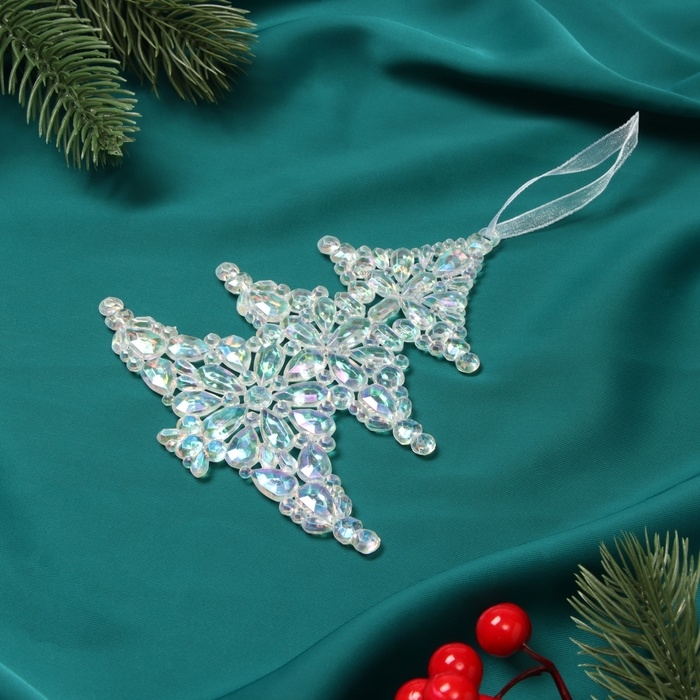 Украшение ёлочное "Ёлочка капелька" 13х12 см, прозрачный перелив