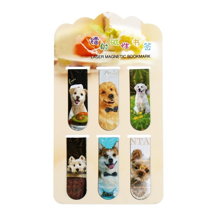 Набор магнитных закладок для книг Calligrata 6 штук, Набор магнитных закладок для книг Calligrata 6 штук, "Собачки", МИКС