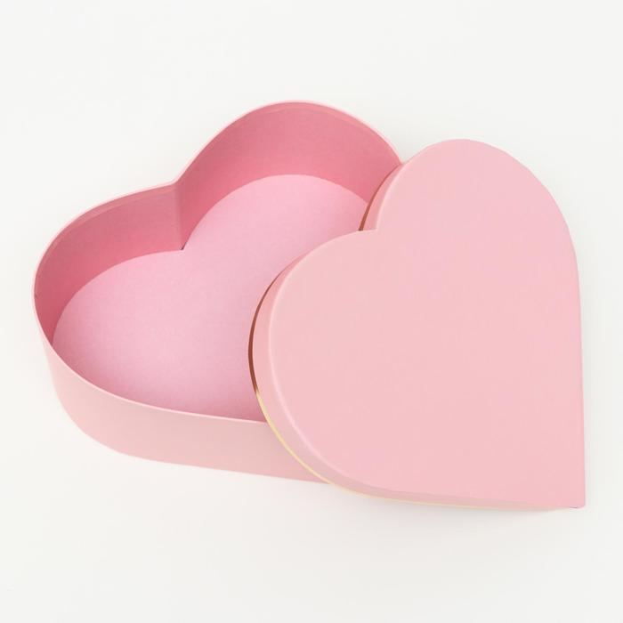 Набор коробок 3 в 1 "Сердца" розовый, 28.5 x 26 x 11 - 23.5 x 21 x 8.5 см