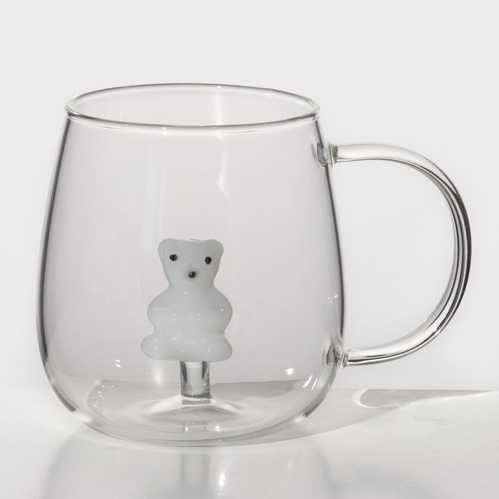 Кружка стеклянная с фигуркой на дне &laquo;Серен. Мишка&raquo;, 350 мл