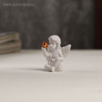 Сувенир полистоун "Белоснежный ангел с красным шариком" 3,5х3х2,2 см