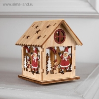 Ёлочная игрушка &laquo;Домик со снеговиком&raquo;, от батареек, свечение тёплое белое