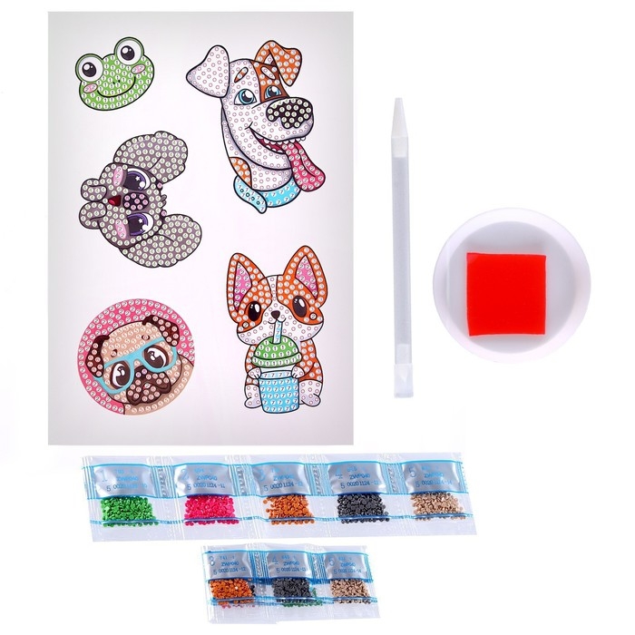 Алмазная мозаика-стикер с частичным заполнением для детей «Веселые животные» Алмазная мозаика-стикер с частичным заполнением для детей «Веселые животные»