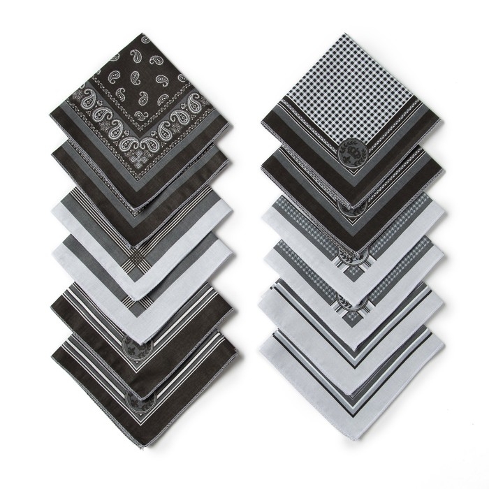 Платки носовые мужские Этель 30*30 см,(набор 12 шт,) цв.Черный, рис. МИКС 100% хл Платки носовые мужские Этель 30*30 см,(набор 12 шт,) цв.Черный, рис. МИКС 100% хл