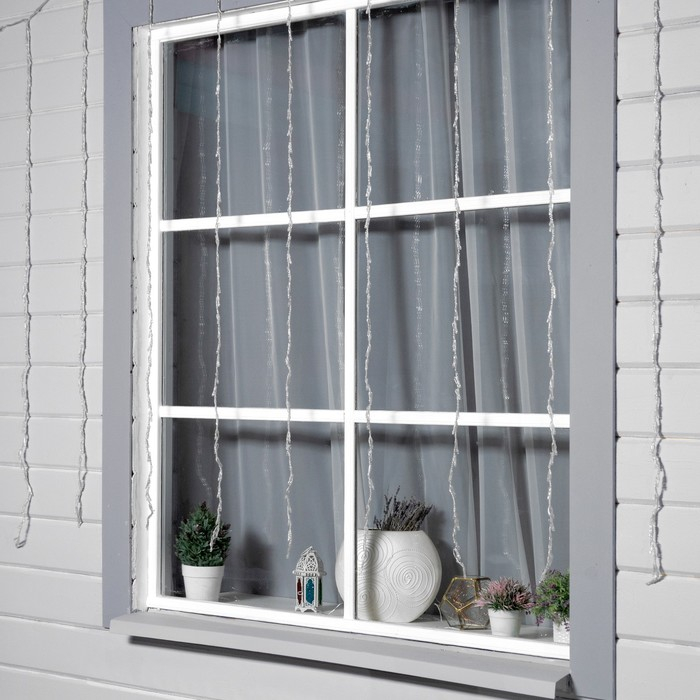 Гирлянда &laquo;Водопад&raquo; 2 &times; 1.5 м, IP44, прозрачная нить, 400 LED, свечение бело-синее, 8 режимов, 220 В