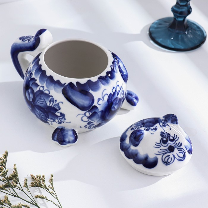 Сахарница &laquo;Кот&raquo;, гжель