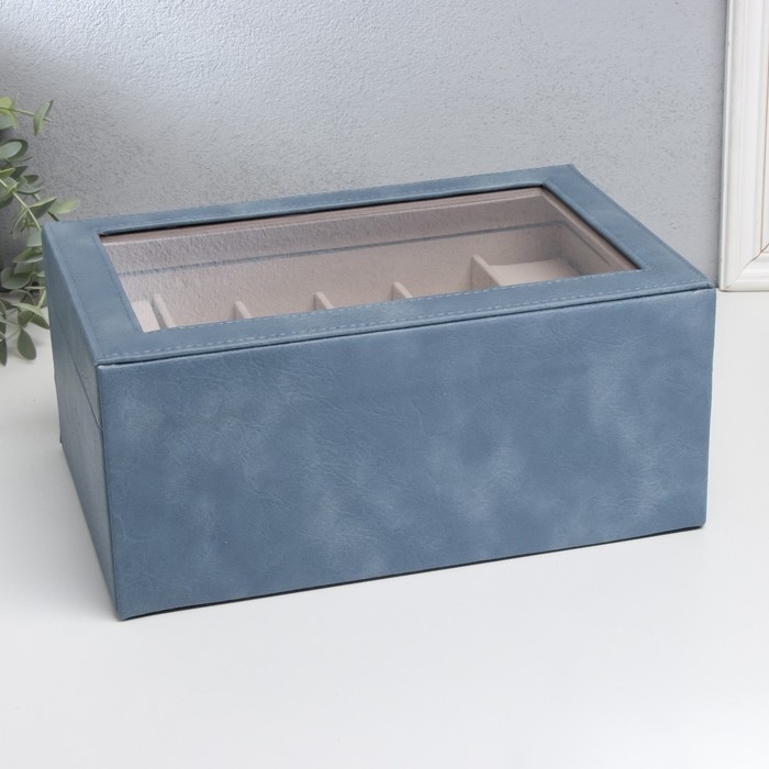Шкатулка кожзам для украшений Шкатулка кожзам для украшений "Кабрина" синяя 30,5х20х13,5 см