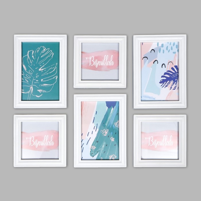 Фоторамка на 6 фото 10х10, 10х15 см Фоторамка на 6 фото 10х10, 10х15 см "Классика" белая набор 6 шт 31,5х40 см