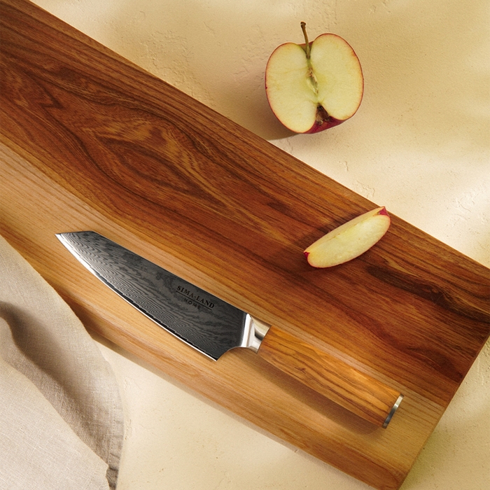 Нож кухонный SL Home &laquo;Оливия&raquo;, шеф, лезвие 16 см, дамасская сталь, цвет коричневый