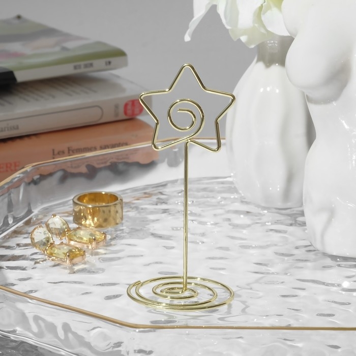 Ценникодержатель с зажимом «Звезда», 3,3×3,3×8,3 см, цвет золото Ценникодержатель с зажимом «Звезда», 3,3×3,3×8,3 см, цвет золото