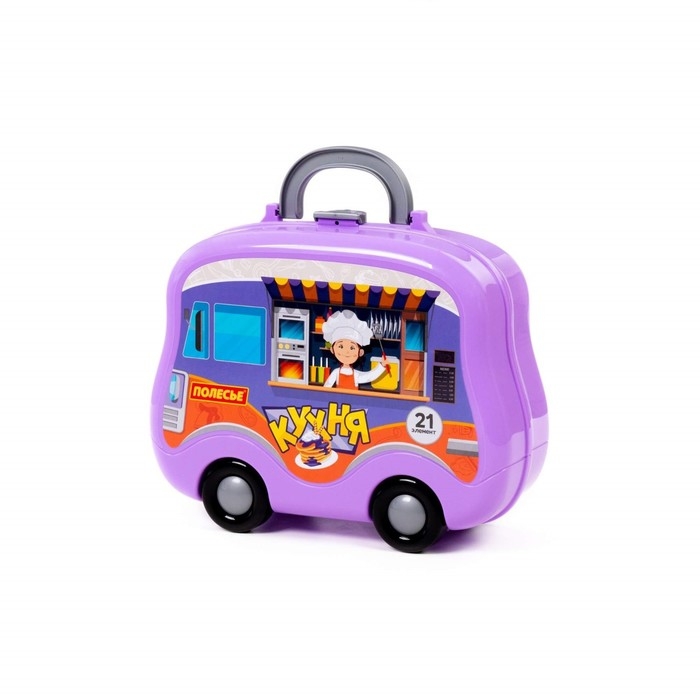 Набор детской посуды, в чемоданчике на колёсиках, 21 элемент