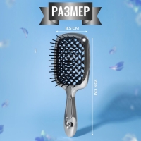 Расчёска массажная, широкая, вентилируемая, с гальваническим покрытием, 8,5 × 20,5 см, PVC коробка, цвет МИКС Расчёска массажная, широкая, вентилируемая, с гальваническим покрытием, 8,5 × 20,5 см, PVC коробка, цвет МИКС